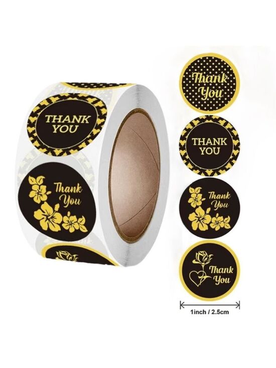 Other - 500 Stickers, Black and Gold Thank You, 1 Inch, Roll, PRICE IS FIRM